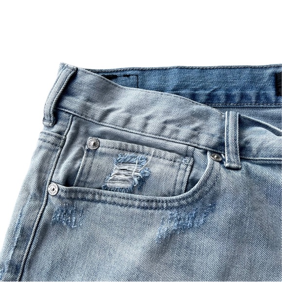 Pacsun Los Angeles Men Denim Embroidered Rose Slim Stretchy Shorts Waist 36 - Picture 6 of 7